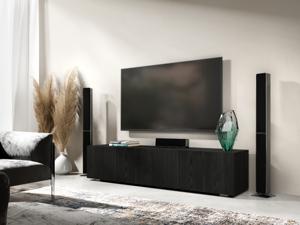 Tv-meubel KINGSTON 1 klapdeur 140 cm zwart eik