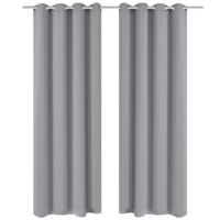 VidaXL Gordijnen met metalen ringen verduisterend 135x175 grijs 2 st