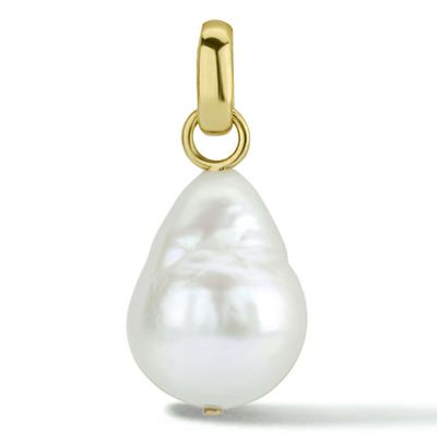 Hanger geelgoud-zoetwaterparel 10 x 24 mm