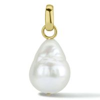 Hanger geelgoud-zoetwaterparel 10 x 24 mm
