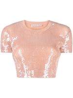 Alexander Wang t-shirt crop à sequins - Rose - thumbnail