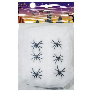 Boland Decoratie spinnenweb/spinrag met spinnen - 100 gram - wit - Halloween/horror versiering - Feestdecoratievoorwerp