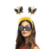 Carnaval/verkleed party bril en diadeem bij - geel - volwassen - foute party