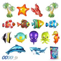 Fissaly® 15 Stuks Oceaan Zeedieren Folie Ballonnen – Feest decoratie – Verjaardag Zee Versiering - thumbnail