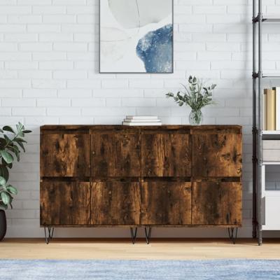 Dressoirs 2 st bewerkt hout gerookt eikenkleurig