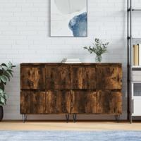 Dressoirs 2 st bewerkt hout gerookt eikenkleurig