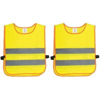 Veiligheidsvest fluorescerend geel - 2x - kinderen - Reflecterende veiligheidsvesten - one size - thumbnail