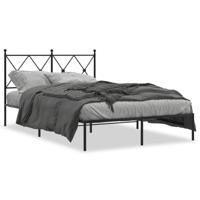 Bedframe met hoofdbord metaal zwart 120x190 cm