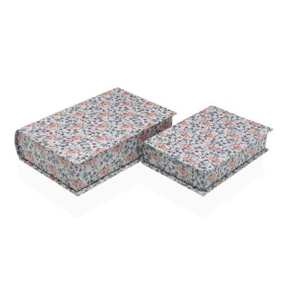 Decoratieve Doos Versa Canvas Hout MDF Blommor Boek