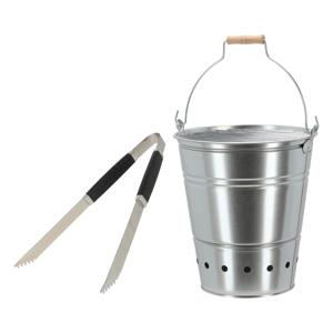 Barbecue set - houtskool BBQ emmer en tang - handig mee te nemen