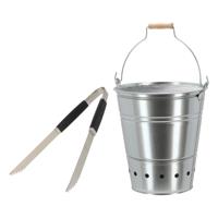 Barbecue set - houtskool BBQ emmer en tang - handig mee te nemen