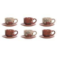 Set van koffiekopjes Home ESPRIT Geel Beige Terra cotta Lila Metaal Dolomite 180 ml