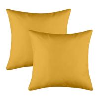 Stof Textile sierkussen Hawaii - 2x - okergeel - 40 x 40 cm - bank kussens - polyester Stof Textile sierkussen Hawaii - 2x - okergeel - 40 x 40 cm - bank kussens - polyester