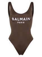 Balmain maillot de bain à logo brodé - Marron - thumbnail