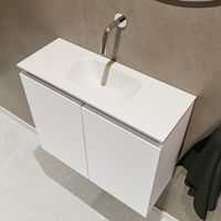 Mondiaz Ture 60cm toiletmeubel talc met wastafel talc midden geen kraangat - thumbnail