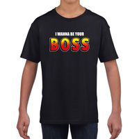 I wanna be your boss fun t-shirt zwart voor kids XL (158-164)  -