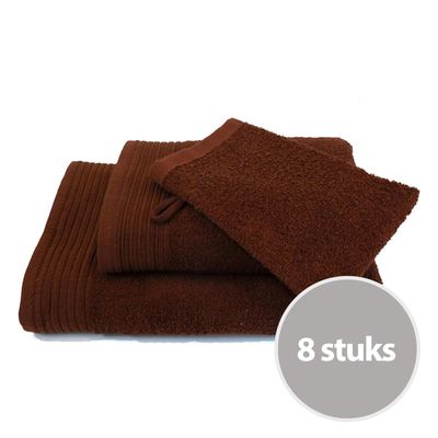 Budgetpakket badtextiel 450 gram Bruin - 8 stuks