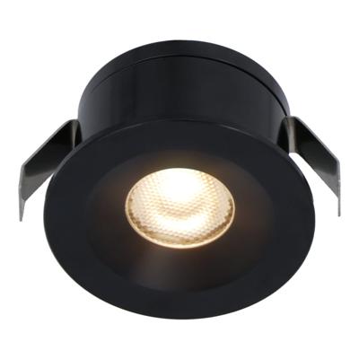 Cadiz Mini LED Inbouwspot - 12 Volt 3 Watt 200 lumen - 2700K warm wit - Dimbaar - Plat 26mm - IP44 waterdicht - Zwart
