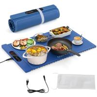 Elektrische Verwarmingsmat Silicone voor Voedsel Opvouwbare Warmhoudplaat 6 Temperatuurregeling van 50℃-100℃ (Blauw)