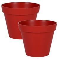 3x stuks eda toscane bloempot - kunststof - rood - d40 x h32 cm - binnen- en buitenshuis