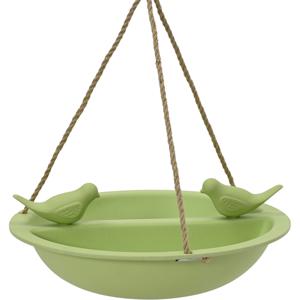 Vogelbad/voederschaal - hangend - bamboe hout - groen - D27 cm
