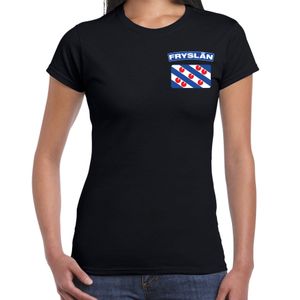 Fryslan t-shirt met vlag Friesland zwart op borst voor dames