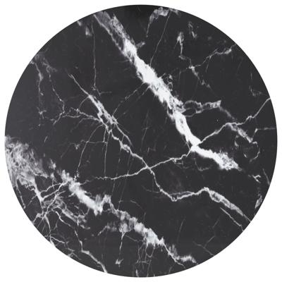Tafelblad Ø80x1 cm gehard glas met marmeren design zwart