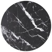 Tafelblad Ø80x1 cm gehard glas met marmeren design zwart