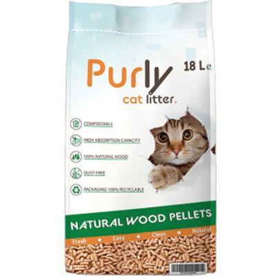 Purly houtkorrels kattenbakvulling 18 liter