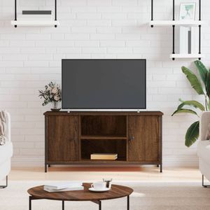 Tv-meubel 100x40x50 cm bewerkt hout bruineikenkleurig