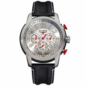 Elysee Herenhorloge EL.80523L Lederen band Zilver