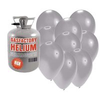 Helium tank met 50 zilveren ballonnen - thumbnail