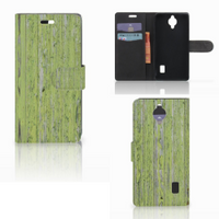 Huawei Y635 Book Style Case Green Wood - thumbnail