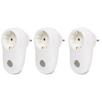 Benson Stekker met lichtsensor - Multipak van 3x stuks - wit - Stekkerlamp - Stopcontact
