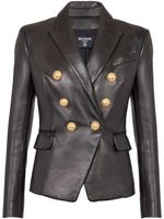 Balmain double-breasted leather blazer - Noir