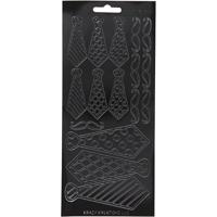 Creativ Company Stickers, stropdassen, vel 10x23 cm, zwart, 1 vel