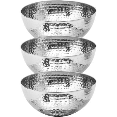 Set van 3x stuks Slakom/serveer schaaltjes - rvs metaal - D24 cm