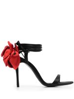 Magda Butrym 105mm rose-embellished satin sandals - Noir