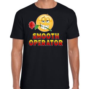 Funny emoticon t-shirt Smooth operator zwart heren