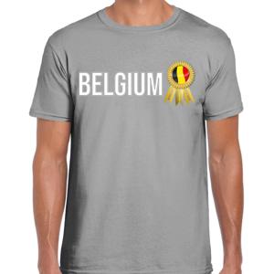 Verkleed T-shirt voor heren - Belgium - grijs - voetbal supporter - themafeest - Belgie