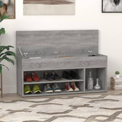 Schoenenbank 105x30x45 cm bewerkt hout grijs sonoma eikenkleur