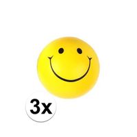 3x Smiley stressbal 6 cm   -