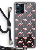 Flamingoprint groen: Oppo Find X3 Pro Transparant Hoesje met koord