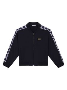 Dolce & Gabbana Kids sweat zippé à bandes logo - Noir