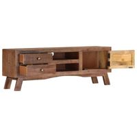 The Living Store Klassiek houten tv-meubel - 110 x 30 x 40 cm - ruw mangohout met grijze afwerking