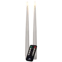 Led dinerkaarsen - 2x st - wit - 30 cm - bewegende vlam - warm wit licht - afstandsbediening