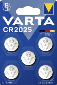 Batterij Varta knoopcel CR2025 lithium blister ÃƒÆ’ 5stuk