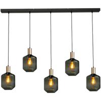Masterlight 5-lichts hanglamp - goud -Porto met Jagger green glazen - 2711-05-02-130-5-10