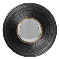 HAES DECO - Bolle ronde Spiegel - Zwart - Ø 19x7 cm - Polyurethaan ( PU) - Wandspiegel, Spiegel rond, Convex Glas - thumbnail
