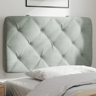 Hoofdbordkussen 90 cm velvet lichtgrijs